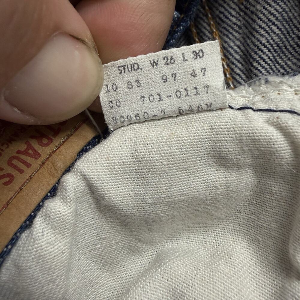 Vtg 1983 Levis 701 Jeans 26x30 (Fits 24x27.5) Blue Straight Student Fit Made USA - Picture 6 of 13